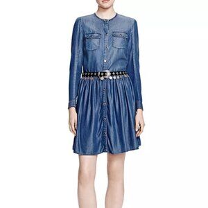 The Kooples blue long sleeve mini denim dress size M